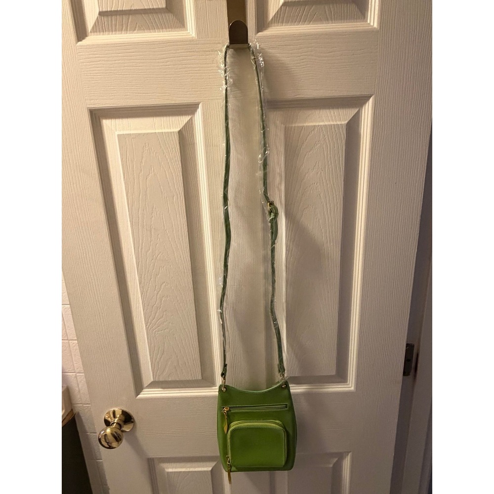 Beijo Crossbody Bag in Apple Green with Gold Tone Hardware & Adjustable Strap - Picture 2 of 3